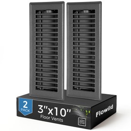 2 Pack 3x10 Floor Register Vent Covers, Heavy Duty Steel Air Vents with Adjustable Damper, Walkable Grille for Floor, 3" x 10'' Floor Vents, Grey Finish