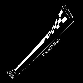 TOMALL 1 Pair 77.2'' Racing Checkered Flag Side Stripe Decals Compatible with Mini Cooper Lattice Grid Stripe Graphic Waterproof Car Door Side Stickers Self-Adhesive Decorations (White)