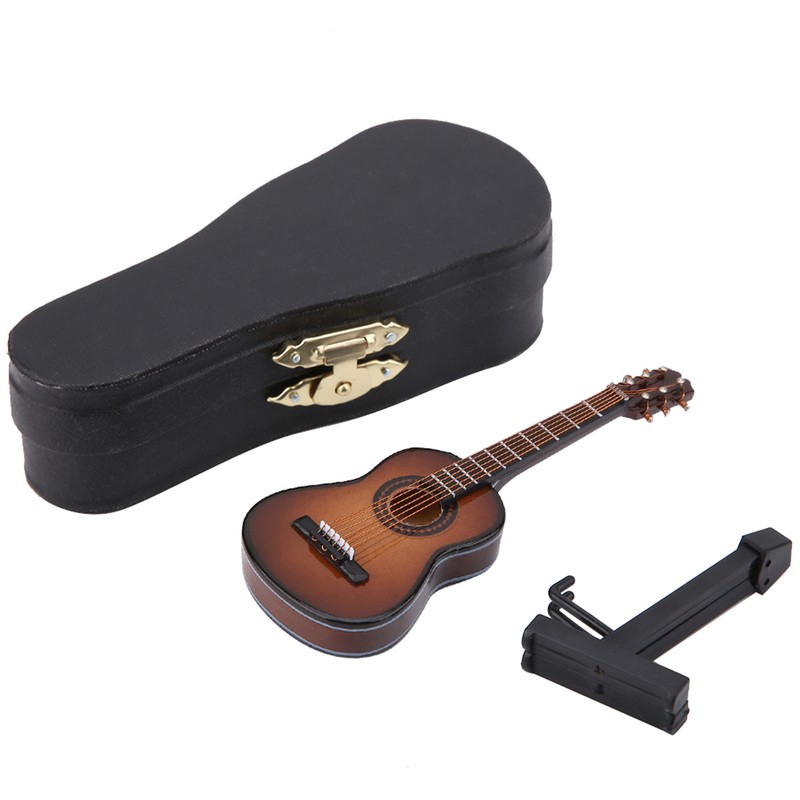 Miniature Wooden Guitar Model Display Mini Musical Ornaments Craft Home