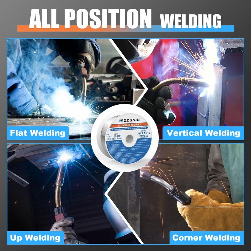 AZZUNO Magnesium Aluminum Mig Welding Wire, ER5356 0.035" Aluminum Mig