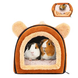 Pantula Guinea Pig Bed Cuddly Cave - Cosy Large Hamster Small Animal Bed Hideaway with Removable Mat for Hamsters Rabbits Hedgehog Chinchilla Bearded Dragons and Ferrets (Brown)