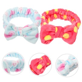 BIUDECO 4pcs Coral Fleece Makeup Headband for Women Soft Spa Headbands for Washing Face Cosmetic Use and Hair Management Includes Solid Colors and Striped Designs