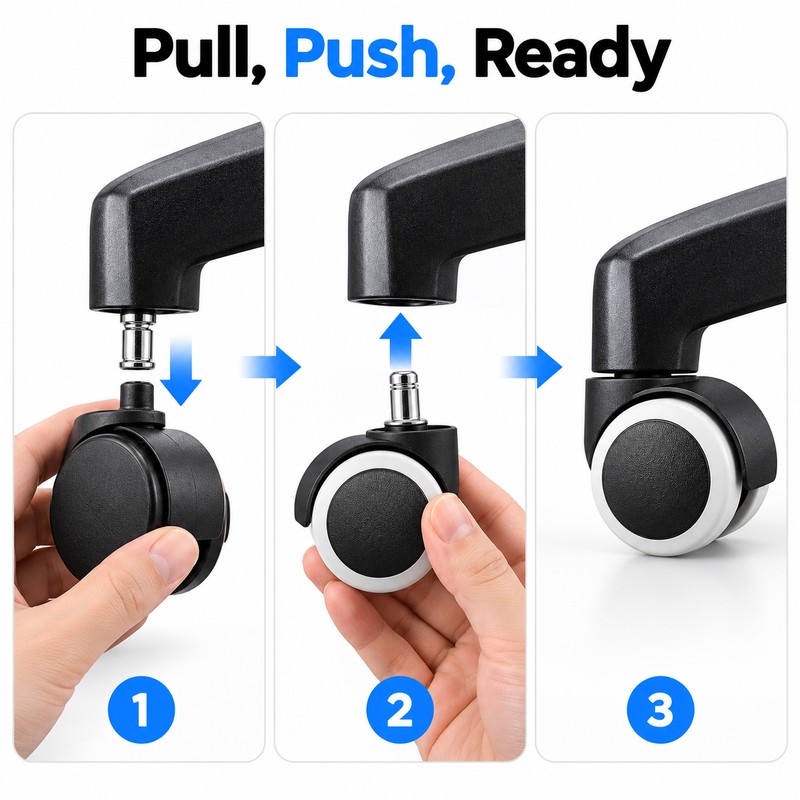 2 Inch Silent Rubber Furniture Casters – Set of 5