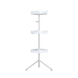 Better Living HiRise 3 Standing Shower Caddy, Adjustable 3 Large Baskets, Aluminum Rustproof Bathroom Shower Organizer with Storage Hooks, No Drill, Corner Shower Organizer, White
