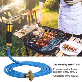 Gas PlumbingTorch Adjustable Flame Control Pipeline Cutter Welding Soldering Brazing with Hose, Powerful Heating Flame, Electronic Ignition