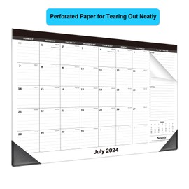 Nekmit Academic Yearly Monthly Desk Pad Calendar 2024-2025, Wall Calendar for Planning, Ruled Blocks, Black