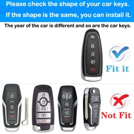 Kirsnda for Ford Key fob Cover,case with Keychain,Soft TPU Protection Key Shell/Skin,5 Buttons, Black, case+keychain