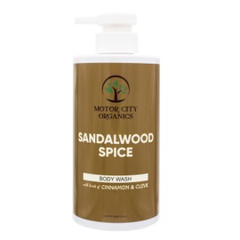 Motor City Organics Sandalwood Spice Body Wash | Infused with Rich Sandalwood & Warm Spices - 16.9 oz | Gentle Hydrating Formula | Suitable for All Skin Types | Paraben-Free