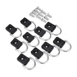 Tiardey 10 Pcs Kayak D Ring Black Canoe D Buckle Tie Down Loop With M6 Screws for Fishing Rigging Sailing Camping Accessories