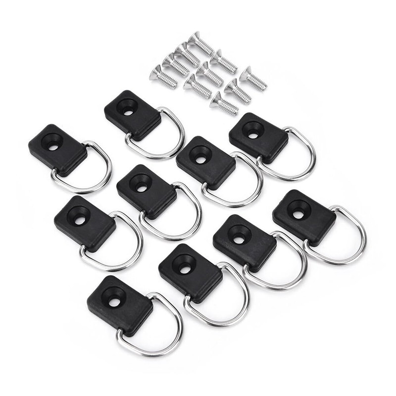 Tiardey 10 Pcs Kayak D Ring Black Canoe D Buckle