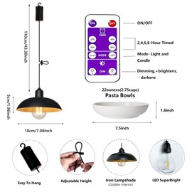 YIKEGE LICHT 3X Battery Operated Outdoor Chandelier for Gazebo Pendant Light Industrial Hanging Lamp with Remote Decorative Lights Lantern Indoor Powered by 4*AA Batteries for Porch Pavilion Camping