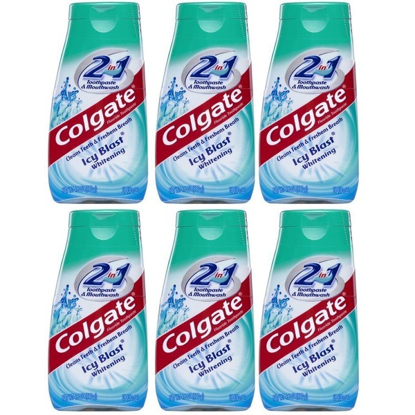 Colgate 2 in 1 Toothpaste Mouthwash Whitening 4.6 Tubes, Icy