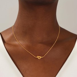 Maxcate Gold Necklace for Women - 18K Really Gold Filled Knot Pendant Necklace Dainty Pendant Choker Necklaces Birthday Gifts Waterproof Good Jewelry for Women