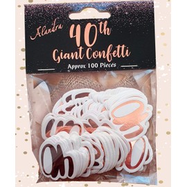 Alandra Birthdays 40 Big 40th Metallic Confetti, Cream & Rose Gold, One Size