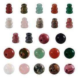 Craftdady 12 Sets 3 Hole Guru Beads Grade A Natural Gemstone Mala Buddhist Jewelry Making T-Drilled Beads Stone Crystal Hole: 2~3mm