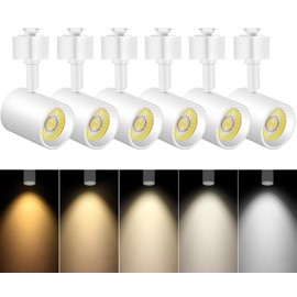 VANoopee 5-Color J Type Track Lighting Heads Dimmable LED Track Light Heads Bright Rail Ceiling Spotlight Fixtures Accent Task, 2700K-6000K, Flicker Free CRI90+ 24° 10W 800lm, Matte White, Pack of 6