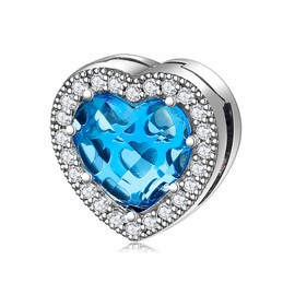 MEITAIHE Initial A-Z Letter Charm Alphabet Beads Reflexion Charms 925 Sterling Silver Reflexions Heart Dangle Clip Charm Birthday Bracelets for Women Jewellery (Blue crystal)