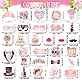 30PCS Bridal Shower Photo Booth Props Kit, Colorful Happy Wedding Day Party Funny Selfie Props, Bride to Be Night Party Photo Props Decoration Accessories