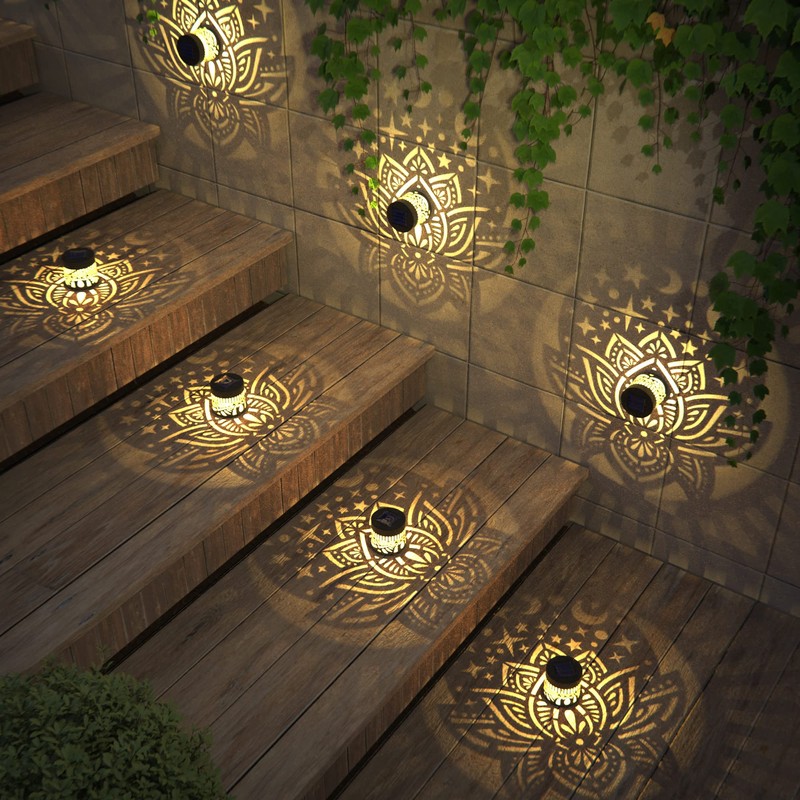 gardencave 4 Pack Solar Fence Lights Metal Solar Powered Outdoor