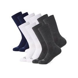 32 DEGREEES Men's 5 Pack Comfort Crew Socks | Anti-Odor | Arch Support| Active | Casual | Work, Navy/HT Black/White, Medium