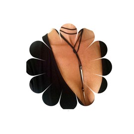 Allereya Vintage Layered Suede Velvet Choker Necklace Silver Vertical Bar Pendant Necklace Black Long Leather Tassel Necklace Silver Wrap Necklace Jewellery for Women and Girls