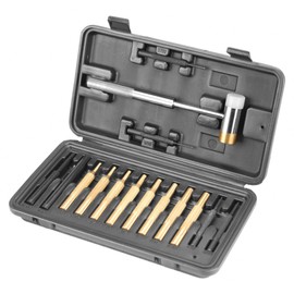 Wheeler Hammer and Punch Set with Punches, Brass/Polymer Hammer, Storage Case for Gunsmithing, Firearm Maintenance, Black