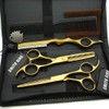 5.5 Inches Hair Cutting Scissors Set with Razor Combs Lether
