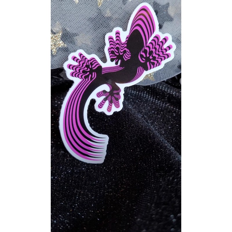 MoonlightJadeArt STKR069- PINK & BLACK LIZARD Sticker Psychedelic Lizards Reptile