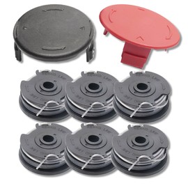 Pack of 2 trimmer spool covers with 6 pieces grass trimmer thread spools, replacement thread spool, 6 m length, diameter 1.6 mm, compatible with Bosch grass trimmer Bosch ART 24, 27, 30 and ART 30-36