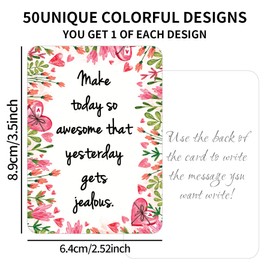 RAORAOYUE 50 Pcs Motivational Cards, 2.52 * 3.5 inch Inspirational Positive Affirmations Cards for Employees Coworkers, and Kids, Blank Back