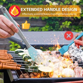 Silicone Basting Brush Silicone Spatula - Extra Long Basting Brush+Spatula Silicone Heat Resistant,for Baking Scraping Mixing BBQ Grill Kitchen Cooking Spread Oil Butter Sauce (Blue Brush+Spatula)