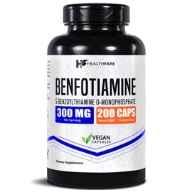 Healthfare Benfotiamine 300mg | 200 Veg Capsules | Enhanced Absorption | Supports Overall Health | Increased Bioavailability