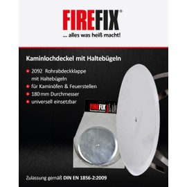 FIREFIX 2092 Chimney Hole Cover I Chimney Cover for Fireplace Connections I Universal Use for Connection up to Diameter 180 mm I Pipe Cover Flap with Retaining Brackets