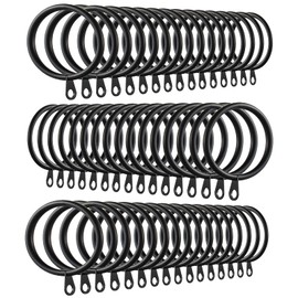 HonGien 60Pcs Black Curtian Rings, Metal Drapery Curtain Rings, Café Curtain Rings for Curtains for Bedroom Living Room Bathroom, 38 mm Internal Diameter