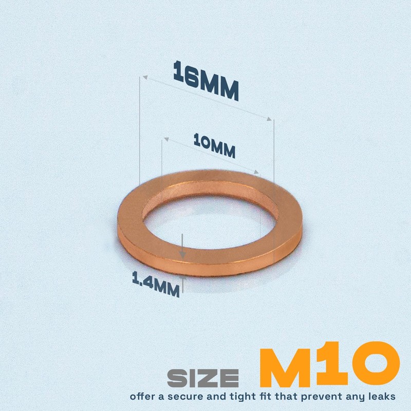 KeeRoarin 20Pcs M10 Copper Oil Drain Plug Gasket, Crush Washer