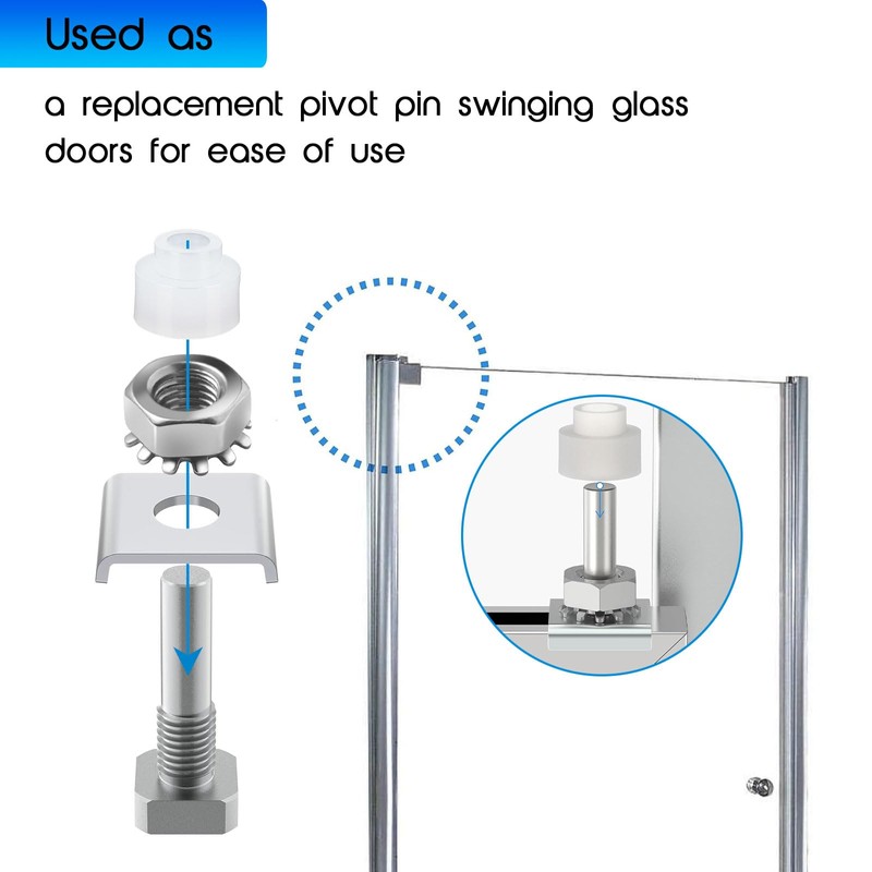 Shower Door Pivot Lnstallation Kit Set with Pin and Bushing