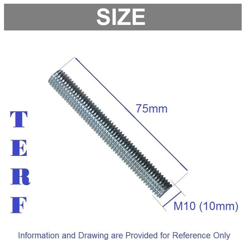 TERF® M10 (10mm) X 75mm Fully Threaded Studding Rod Bar