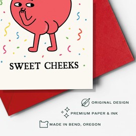 Podagree Happy Birthday Sweet Cheeks Card – Funny Greeting for Boyfriend, Girlfriend, Husband, Wife, Friend – Flirty, Cute, Romantic Birthday Message – 8x5.3 Inch (Sweet Cheeks)