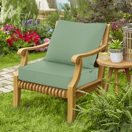 Comcaver Outdoor Cushions for Patio Furniture, Waterproof Fade and Tear Resistant Deep Seat and Backrest Cushion Set for Chair Couch Swing, 24x24 Inch, Sage Green, 1 Set