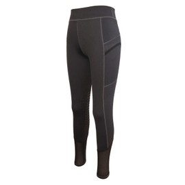 HR Farm Lady Light Weight Silicone Grip Leggings Horse Riding Tights (Black, X-Small)