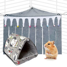 2Pcs Guinea Pig Corner Hideout, Bunny Hideaway, Hedgehog House, Rabbit Hides Accessories (Grey)