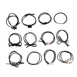 Abaodam 24pcs Hair Scrunchies Set Elastic Ponytail Holders for Women Girls Black Hair Ties for Everyday Use Great for Parties and Casual Outfits