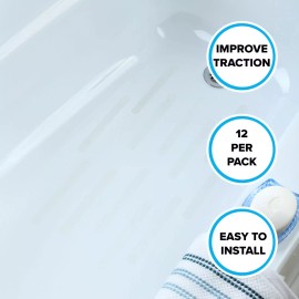 SlipX Solutions 7.5" Bath Tub Shower Safety Adhesive Treads with Microban in Clear, 12 Pack