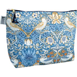 Vagabond Bags Ltd Unisex Strawberry Thief Cosmetic Bag (1 Piece), Blue, 30 cm x 22 cm x 10 cm, Soft Bag with Zip, blue, Soft zip pocket