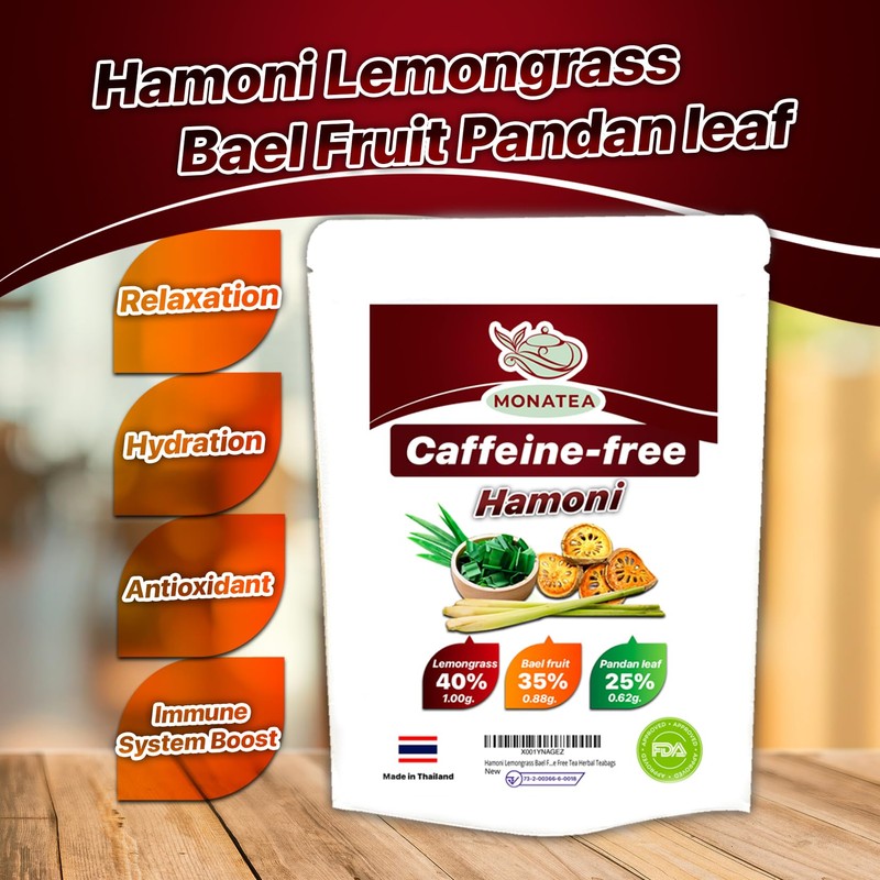 Hamoni Lemongrass Bael Fruit Pandan leaf Caffeine Free Tea Herbal
