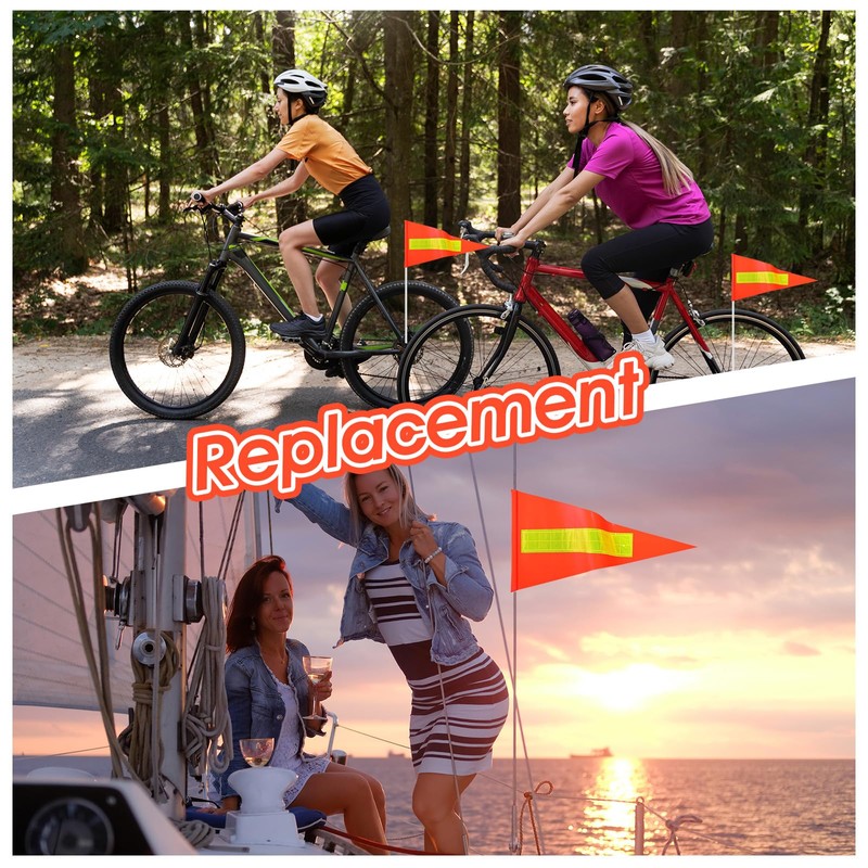 2pcs Bike Safety Flag Replacement Pennant High Visibility Orange Flag