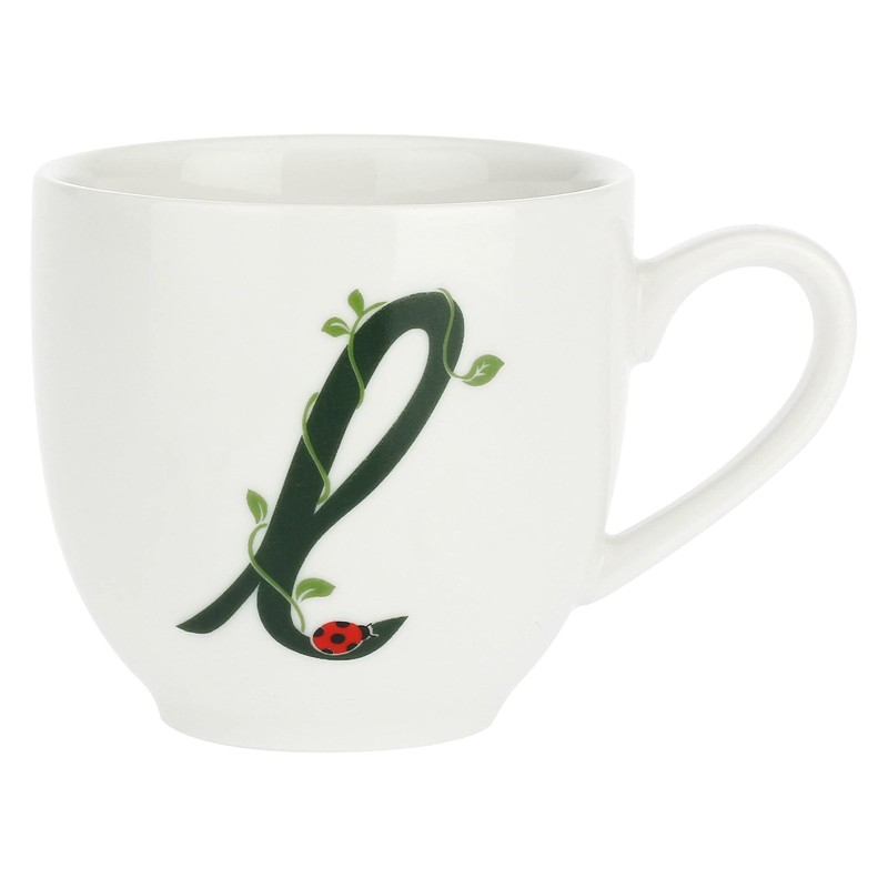 PORCELLANA Solotua Coffee Cup with Saucer Letter 'L' 3 Oz