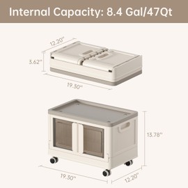 HAIXIN Storage Bin, 8.4 Gal Folding Storage Box, Stackable Cube Storage Organizer, 19.3 x 12.2 x 13.78 inches, 1 Pack