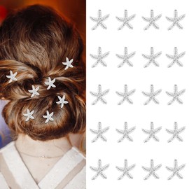 20 Packs Rhinestone Starfish Hair Clips-Shiny Silver Grip Clips with Secure Snap Closure, Unique Starfish Design for Women Beach Weddings/Swim Party, Accessories for Everyday Hairstyles