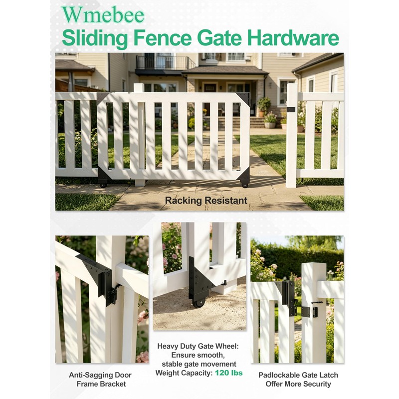 Wmebee Sliding Gate Kit,Heavy Duty Gate Hardware with Wheel, Anti